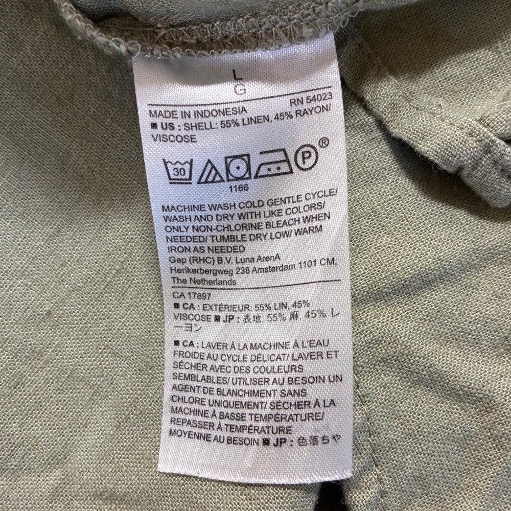 Banana Republic Women L Olive Green Linen Blend Long Sleeve  Oversized Shirt - Picture 3 of 5